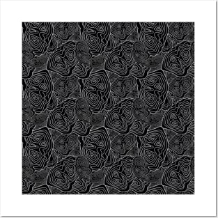 Topographic Map Pattern Black Version Posters and Art